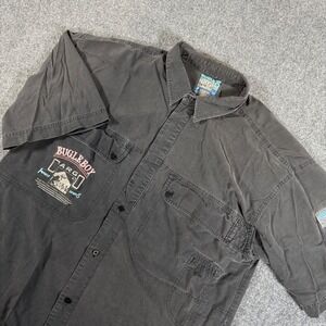 Vintage Bugle Boy Cargo Shirt Mens Large Black Button Up Faded‎ Y2K
